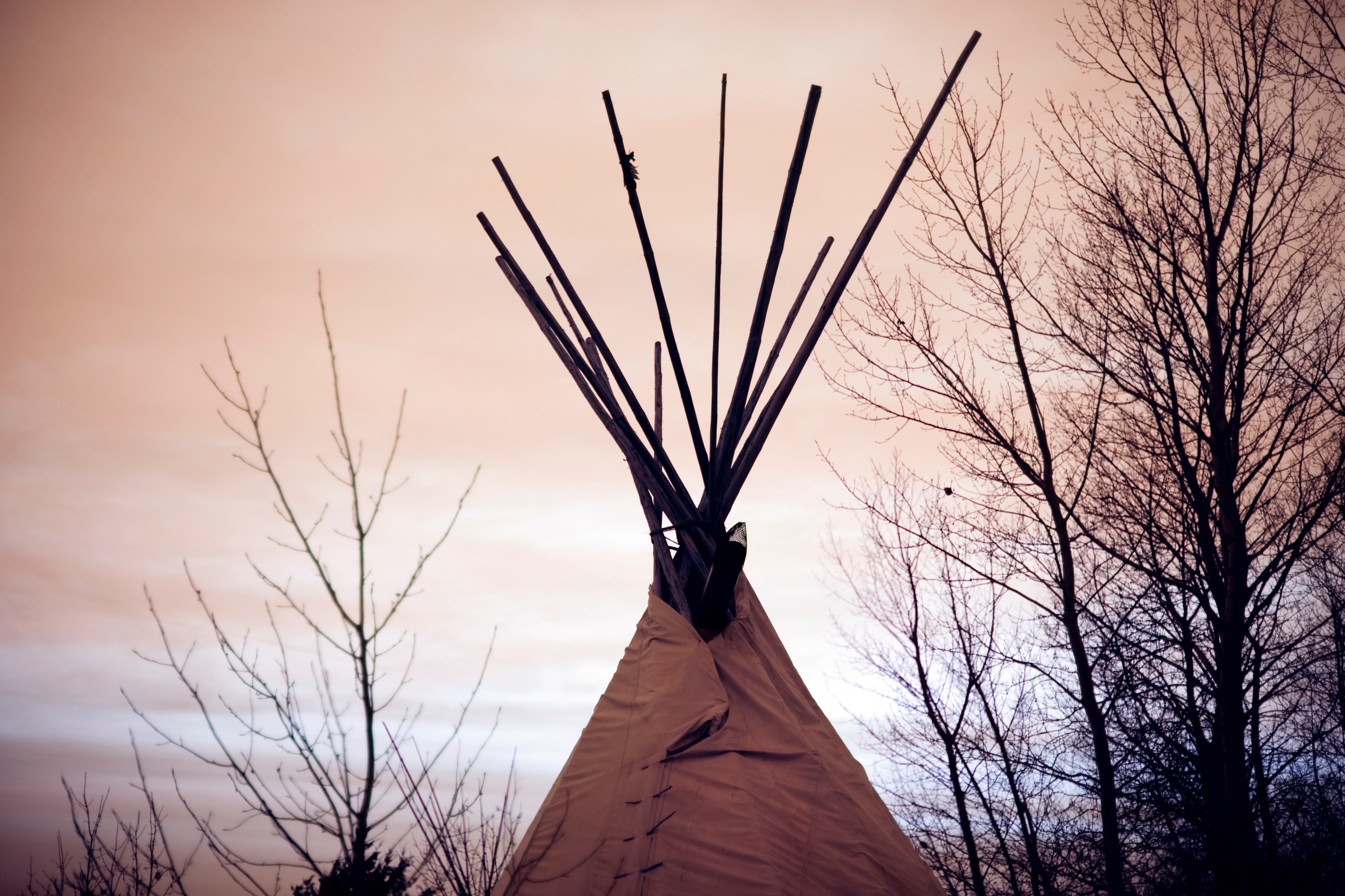Tied seven times on top, each time represents the seven fires; the opening of the tipi always faces the East (sunrise). Photo credit: Natalie Escobedo