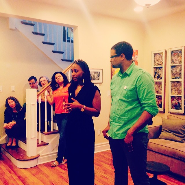 LaShana Jackson and Faheem Majeed in their South Shore Home, hosting a Chicago Home Theater Festival in 2014. 