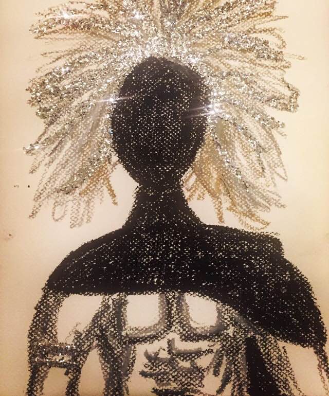 Self-Portrait as Anime Character, 8"x11", pastels and glitter Credit: Courtesy of the Artist