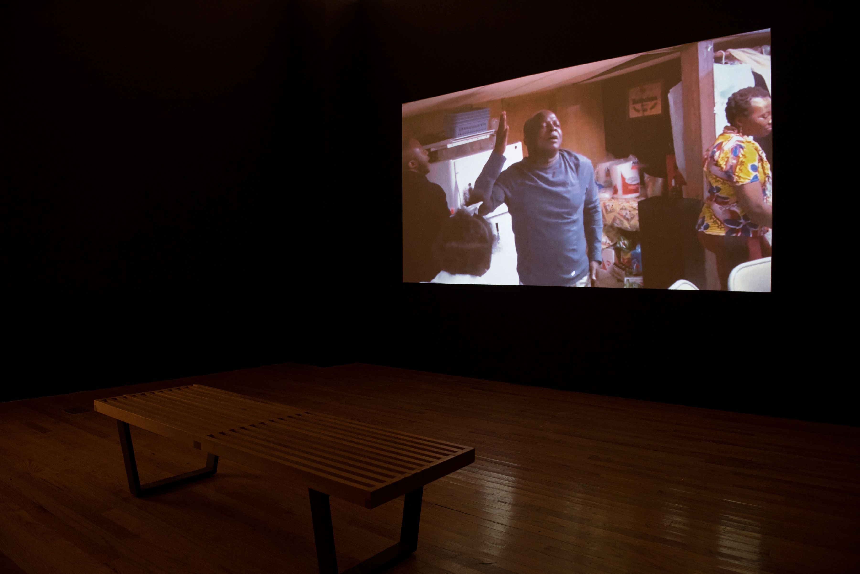 A video installation by Yaw Agyeman at "Silos." Photo credit: Milo Bosh