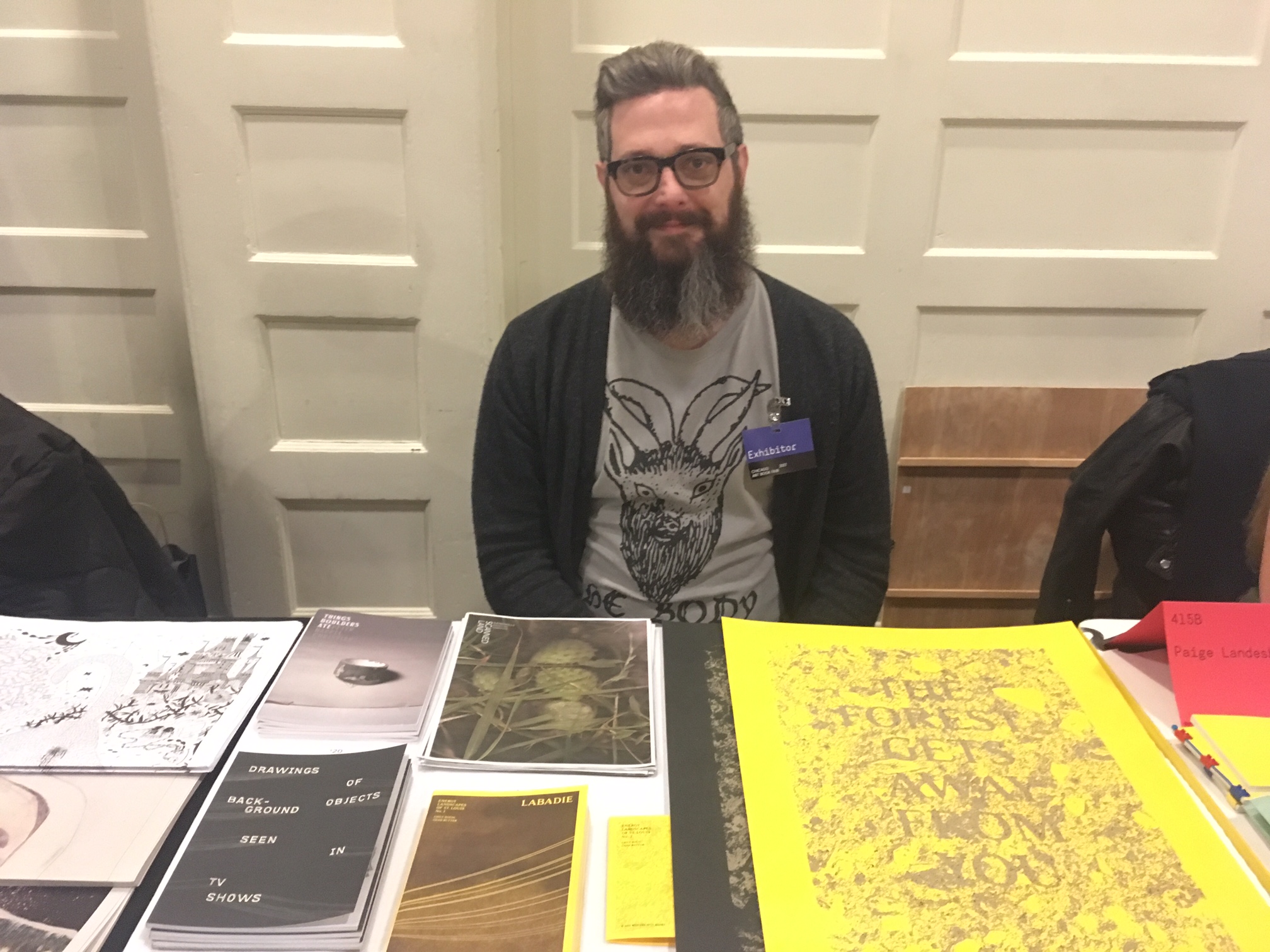 Chad Rutter of Mystery Spot Books at the Chicago Art Book Fair.