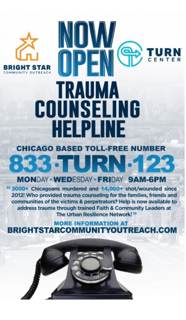 Image: Trauma Counseling Helpline info flyer. Image courtesy of the institution. 