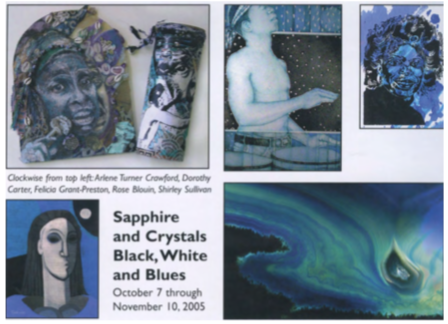 Exhibition postcard from Sapphire and Crystals: Black, White and Blues, 2005. Courtesy of Glass Curtain Gallery. 