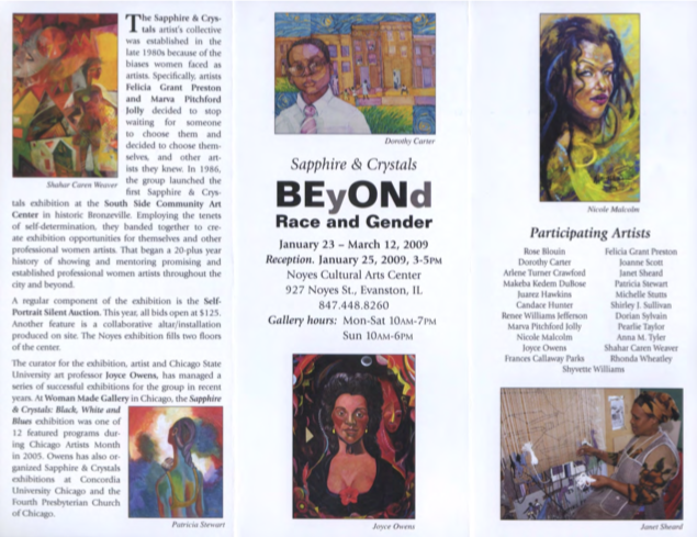 Exhibition pamphlet from BEyONd Race and Gender at the Noyes Cultural Arts Center in 2009. 