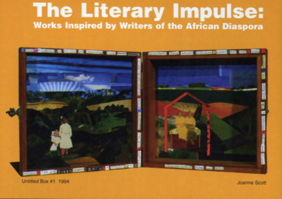 Exhibition postcard from The Literary Impulse: Works Inspired by Writers of the African Diaspora at The King Arts Complex in Columbus, Ohio, 1997. Courtesy of Glass Curtain Gallery. 