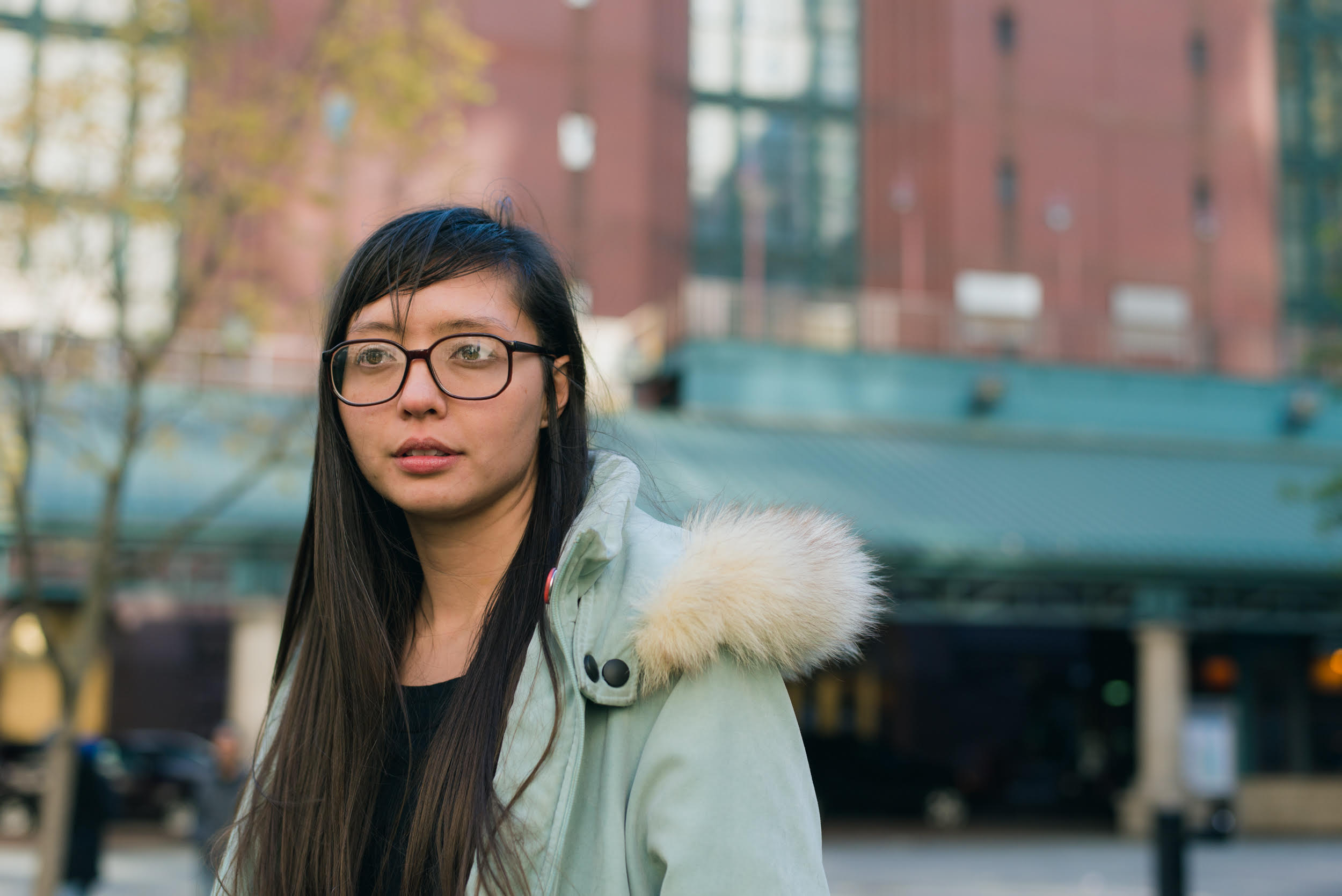 Erica Mei Gamble outside Harold Washington Library