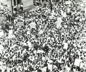 Image: Chicago Rally, date unknown. From the Chicago Urban League Photos collection, the University of Illinois at Chicago Special Collections and Archives.