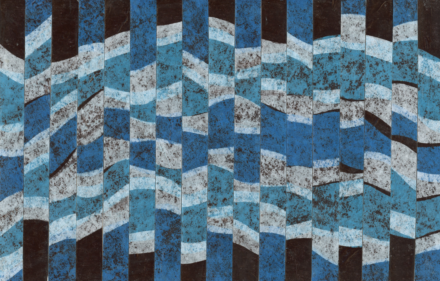 An abstract composition of blue, white, and black shapes. Illustration by Ryan Edmund Thiel.