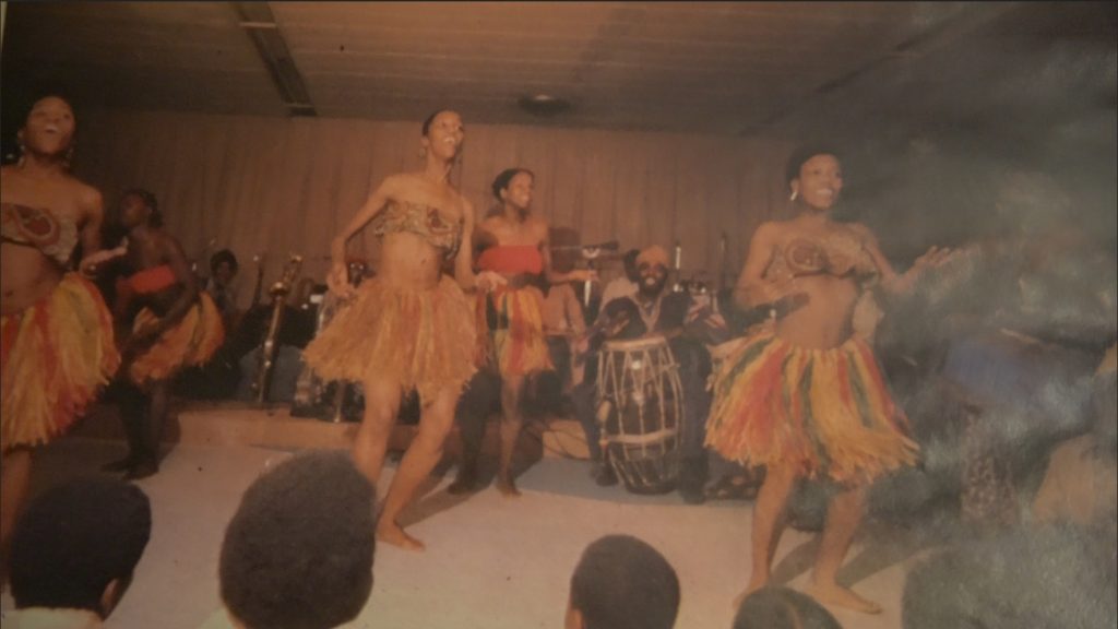 Image: Darlene Blackburn (second from left) dancing Transition Easy on 87th and Cottage Grove (1980s). Photo of image by Wills Glasspiegel.