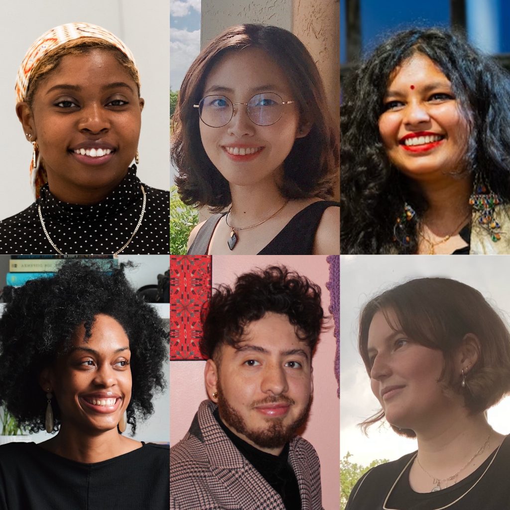 Image: A grid of headshot of the 2022 Muña Cohort. From top left to bottom right: Sarina Shane, Yi Chin Hsieh, Darshita Jain, Rachel Dukes, Cristobal Alday, and Emiline Boehringer. Courtesy of Chuquimarca.