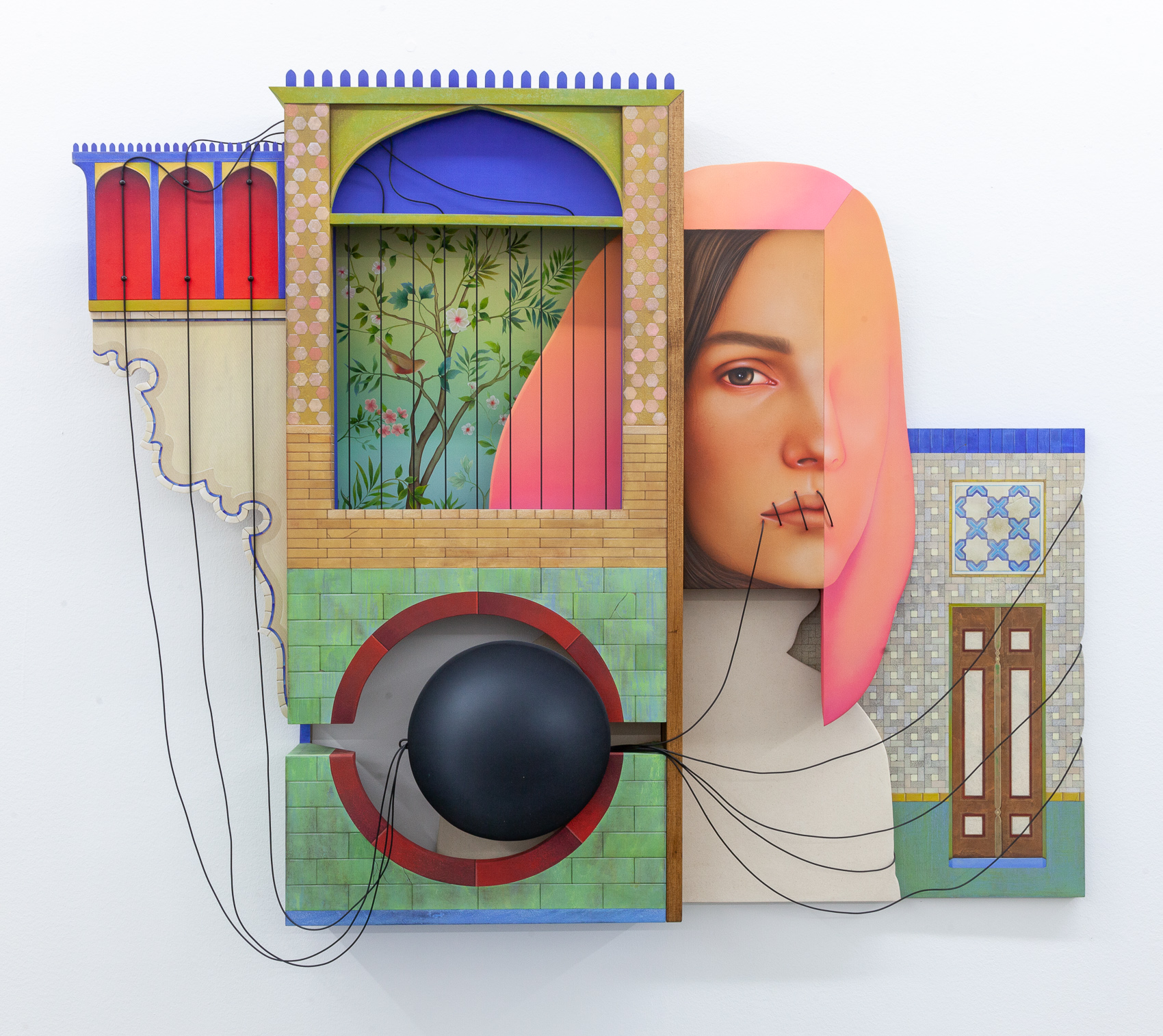 Featured image: Arghavan Khosravi, The Garden, 2022, acrylic on canvas mounted on shaped wood