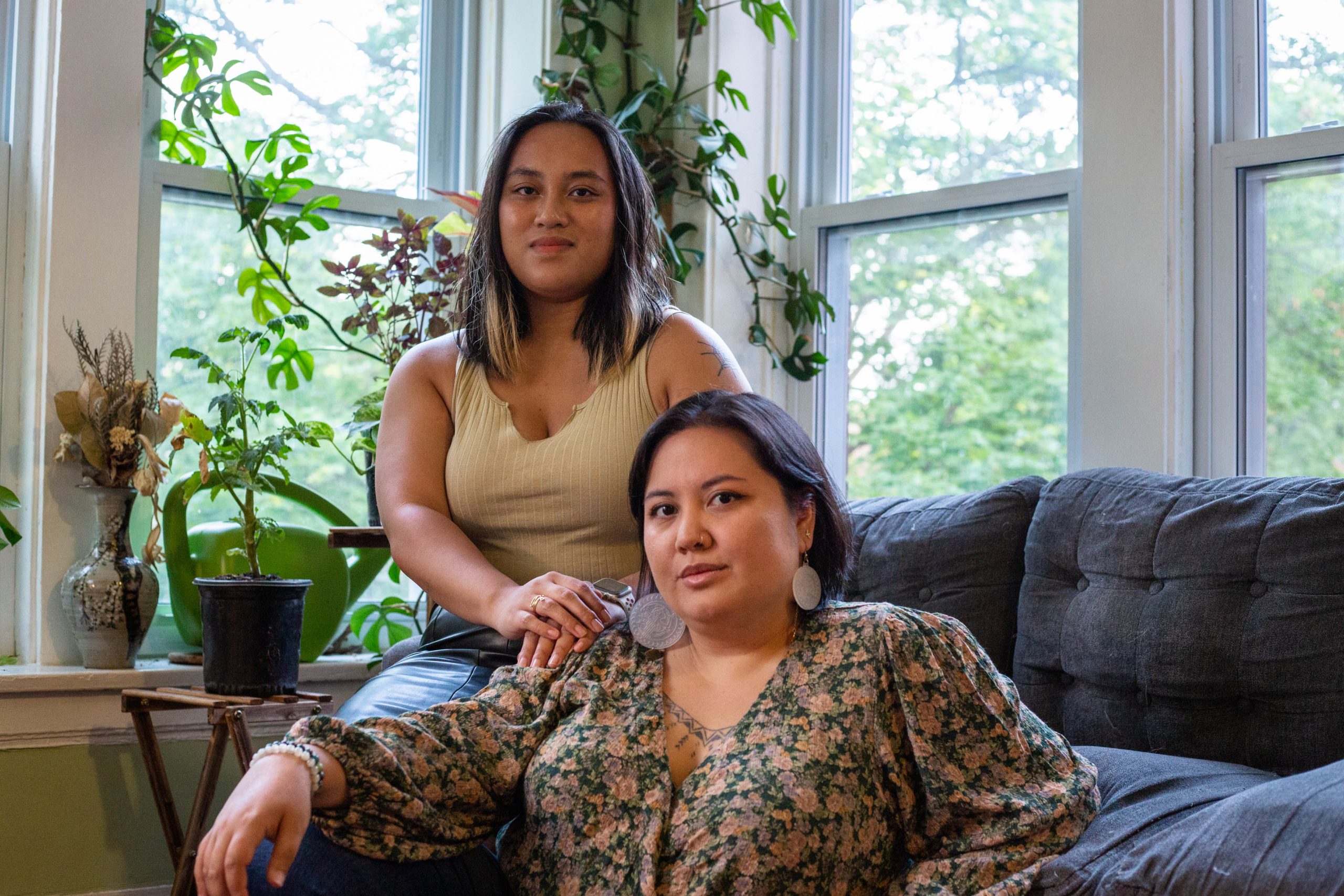 Image: A portrait of Czaerra Ucol and Chris Aldana in Chris’s sunroom. Photo by Caroline Olsen.