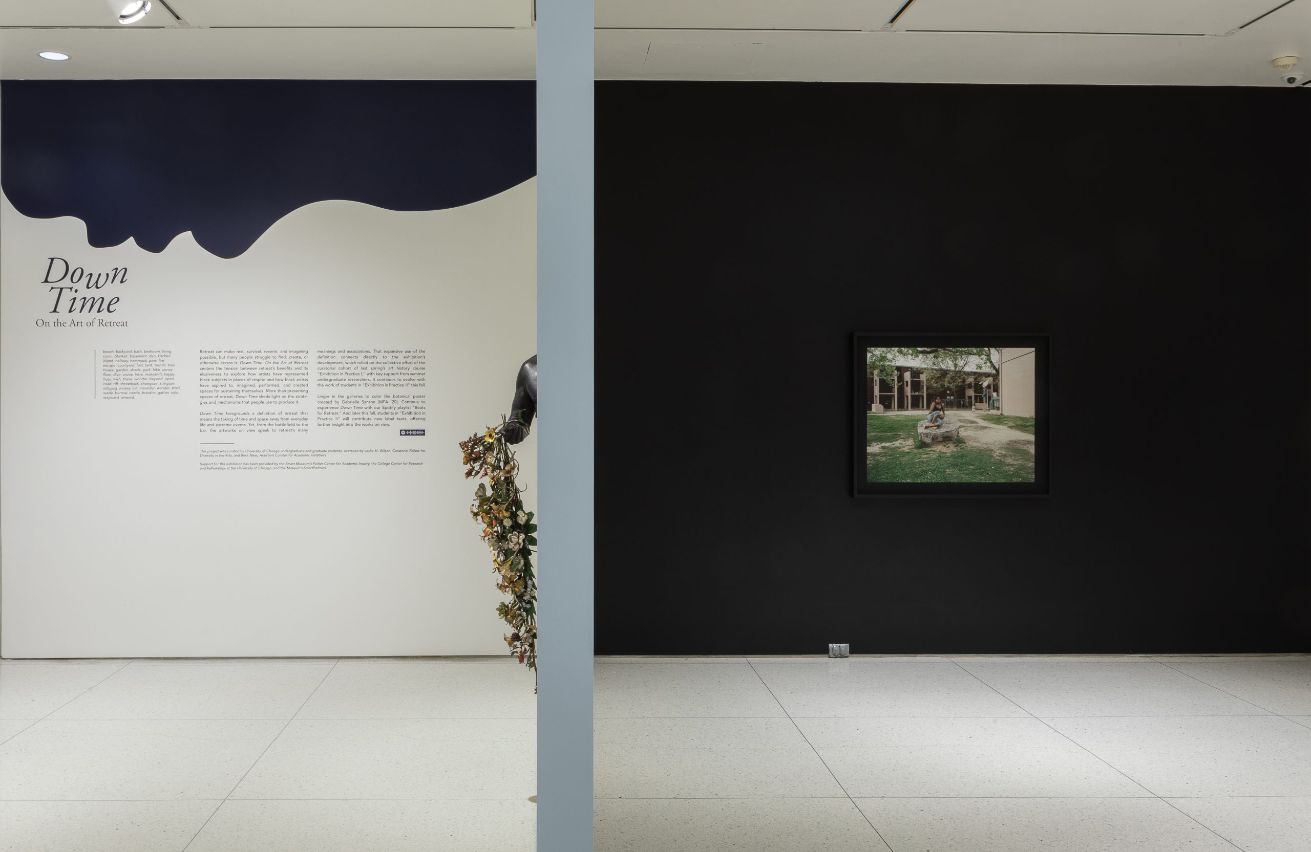 Image: Down Time: On the Art of Retreat, installation view, Smart Museum of Art, The University of Chicago, October 25–December 15, 2019. Photo by Michael Tropea.