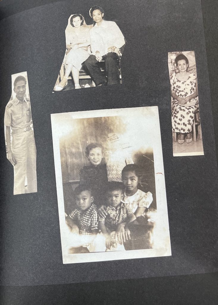 Image: Pages from Magdelena Cruz Palileo’s (the artist's mother) family album, as displayed in Long Kwento by Maia Cruz Palileo. Image courtesy of the author.