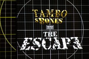 Projection of Tambo & Bones: The Escape at the Den Theatre by Projection Designer Eme Ospina-López.
