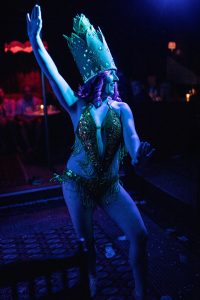 Secret Mermaid performs her “Ass-paragus” act during Vaudeville at Bordel, 2022. Photo by Erica McKeehen.