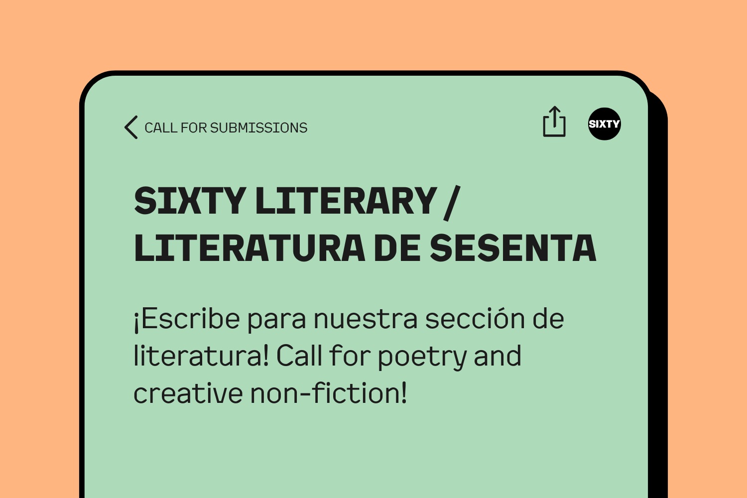Sixty Literary: Call for Creative Non-Fiction & Poetry