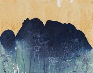 Image: Meghann Riepenhoff, Ecotone #285 (Bryant Park, NY 12.15.17, Mixed Precipitation of Freezing Rain and Snow), 2017. Dynamic cyanotype. Collection of the Museum of Contemporary Photography.