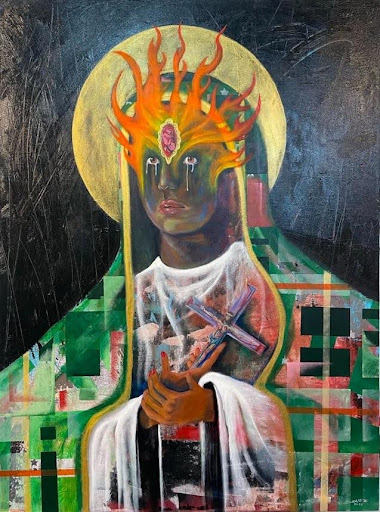 Imagen: Pintura de Samuel Penaloza, acrílico sobre lienzo. Imagen cortesía del artista.