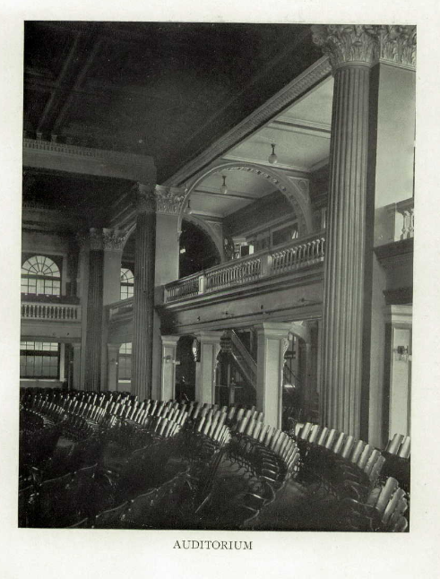 Image: Parker High's auditorium as shown in it's 1929 yearbook, "The Parker Annual". Image retrieved from Newspapers.com.