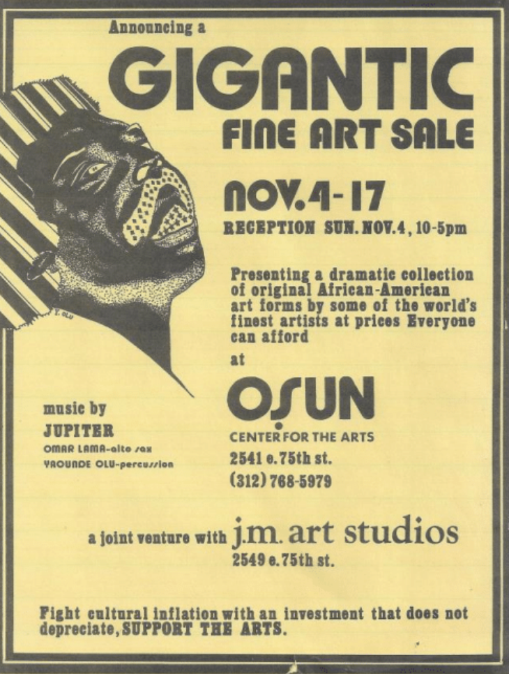 Image: Gigantic Fine Art Sale between Oşun Center for the Arts and jm art studios featuring music by, Jupiter, Olu's band. Image courtesy of Yaoundé Olu.