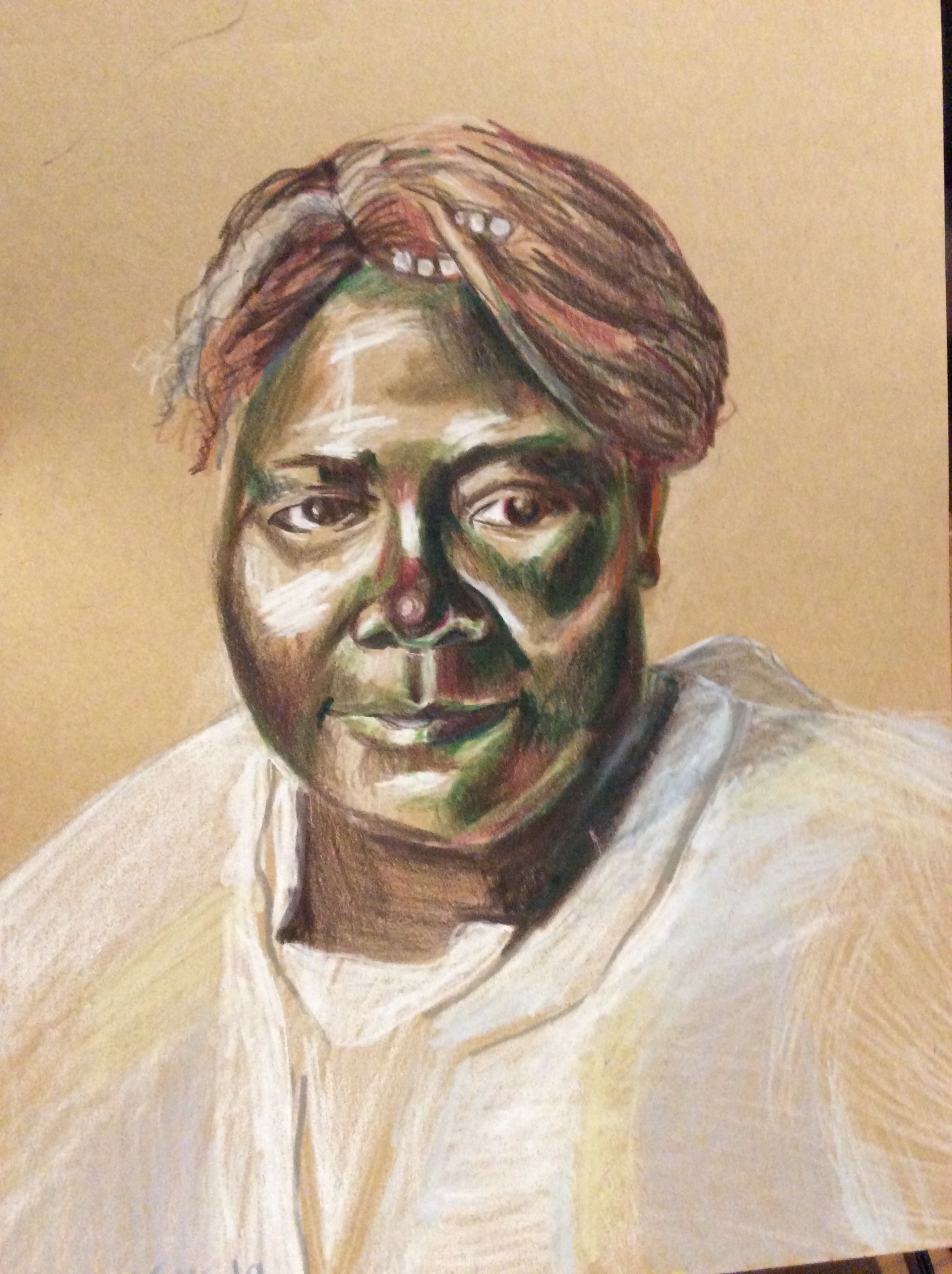 A portrait of Elder Lucy Smith by Venise Keys, 2019. 